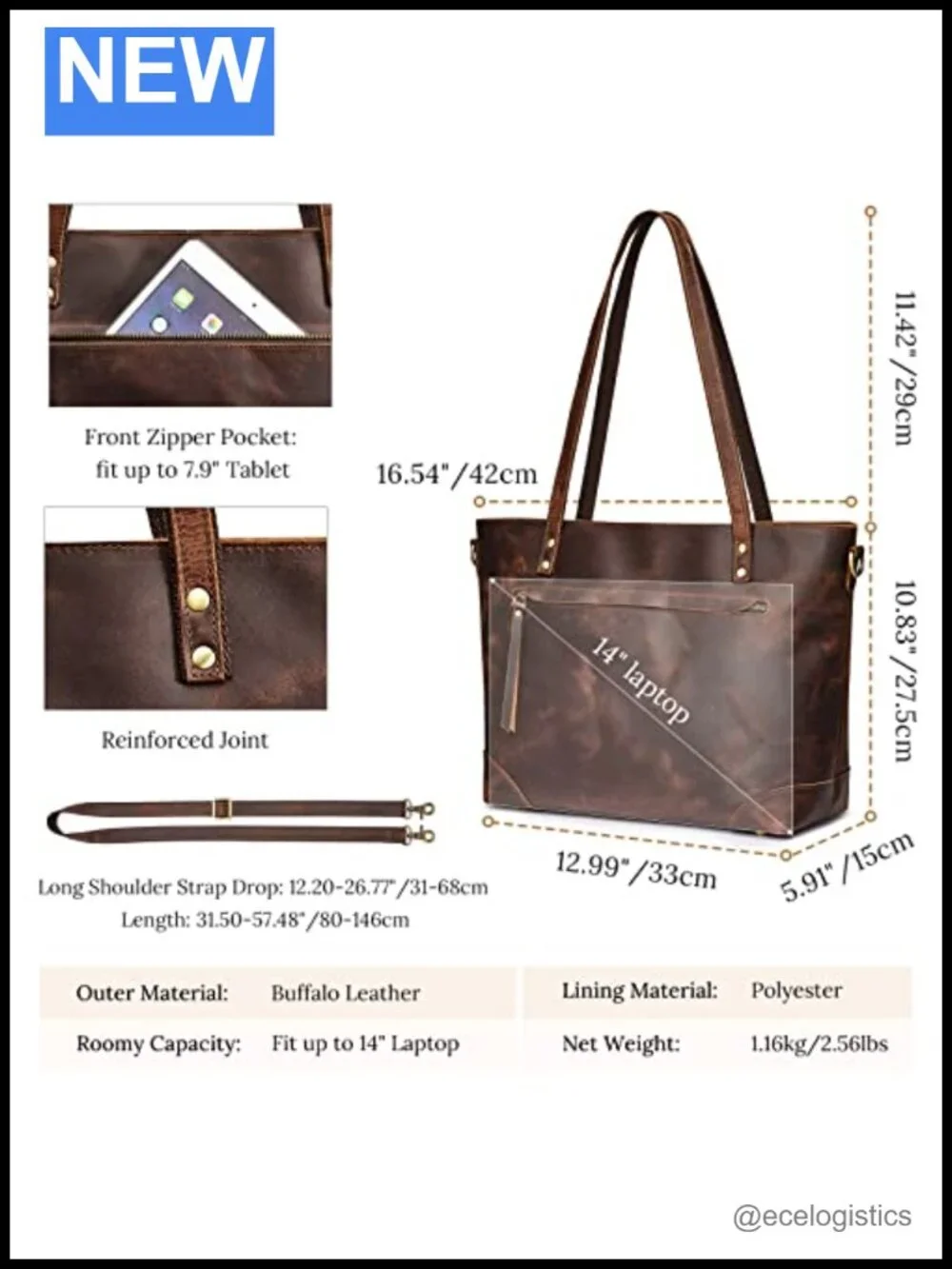 Genuine Leather Tote Bag Crossbody Handbag Ladies Purse